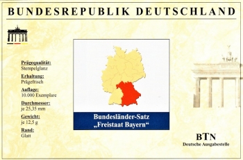 Bundeslnder-Satz Freistaat Bayern - Karte mit 5 Mnzen