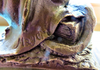 Bronze Figur - Justitia - signiert - Hhe: ca. 34,5 cm + 5 cm Sockel aus Himalaya Marmor - gesamt: 8,7 kg