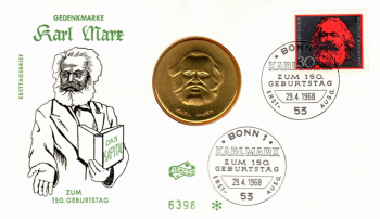 Karl Marx zum 150. Geburtstag - Bonn 29.04.1968 - selten