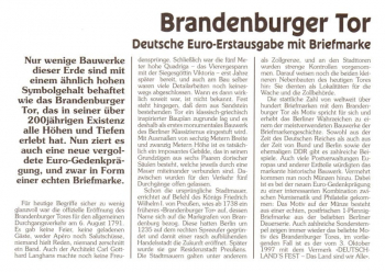 Deutschland - Euro - Brandenburger Tor - Berlin Zentrum 03.10.1997