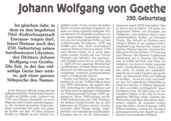 250. Geburtstag - Johann Wolfgang von Goethe - Berlin 12.08.1999